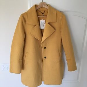 Womens Yellow Wool-Blend Peacoat
